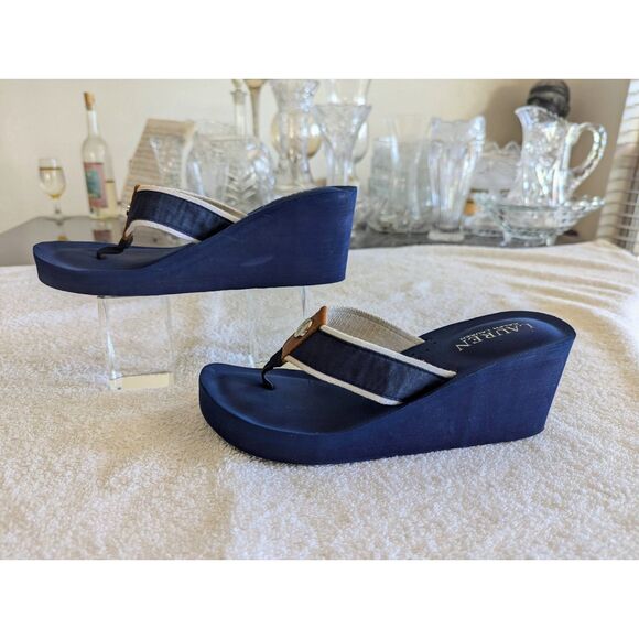 Lauren Ralph Lauren wedge thong sandal  Sz 6.5 - Picture 3 of 9